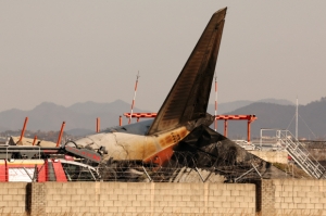 29일 오전 전남 무안국제공항 활주로에 여객기가 추락해 사고 수습이 이뤄지고 있다. 2024.12.29/뉴스1