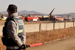 29일 오전 전남 무안국제공항 활주로에 여객기가 추락해 사고 수습이 이뤄지고 있다. 2024.12.29/뉴스1